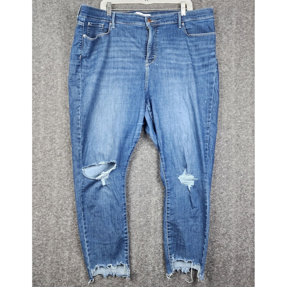 Signature Levi Strauss Super Skinny Jeans Womens 44x25 Blue High Rise Distressed